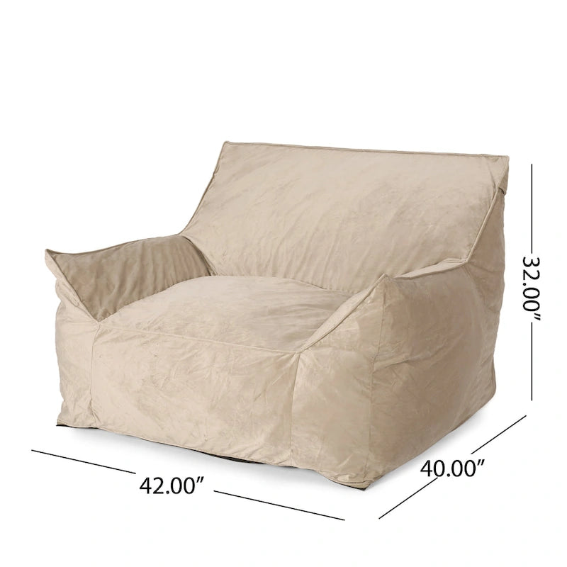 Pouf géant en velours Loubar avec accoudoirs