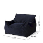 Pouf géant en velours Loubar avec accoudoirs