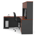 Bureau de poste de travail en L Prestige Plus avec huche