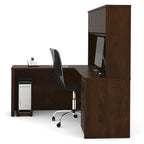 Bureau de poste de travail en L Prestige Plus avec huche