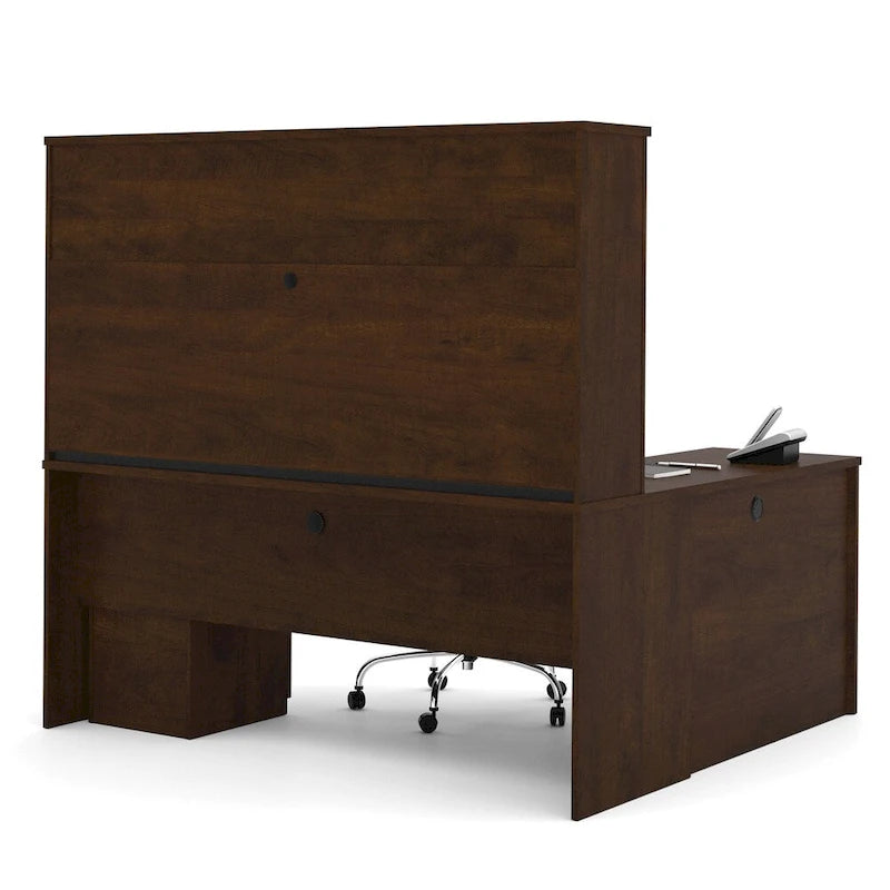 Bureau de poste de travail en L Prestige Plus avec huche
