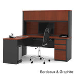 Bureau de poste de travail en L Prestige Plus avec huche