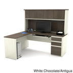 Bureau de poste de travail en L Prestige Plus avec huche