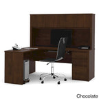 Bureau de poste de travail en L Prestige Plus avec huche