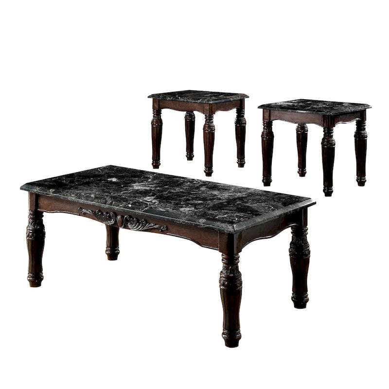 Haia Ensemble de 3 tables basses et tables d'appoint traditionnelles en bois d'espresso