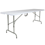 Table pliante réglable en plastique blanc granit de 30" l x 96" L avec poignée de transport