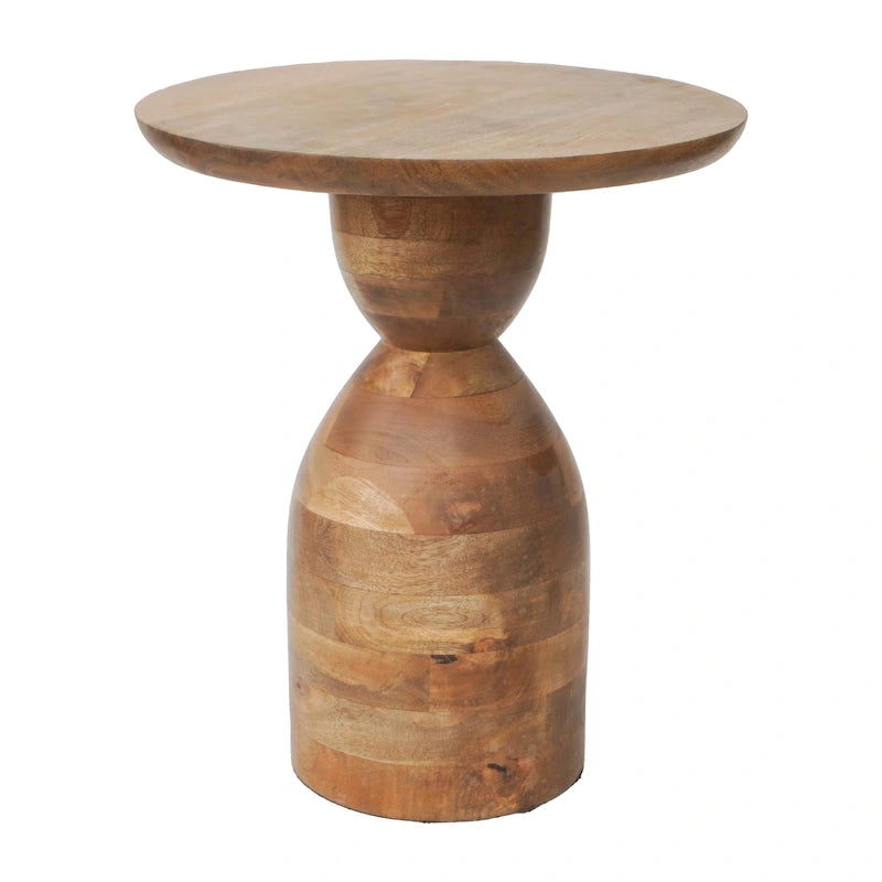 Table d'appoint sablier en bois de manguier - 16 x 16 x 19