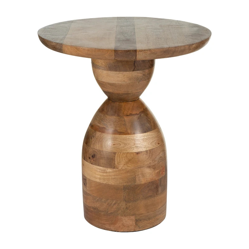 Table d'appoint sablier en bois de manguier - 16 x 16 x 19