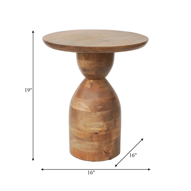 Table d'appoint sablier en bois de manguier - 16 x 16 x 19