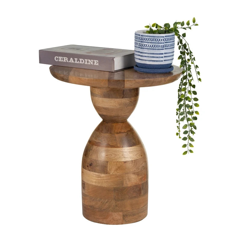 Table d'appoint sablier en bois de manguier - 16 x 16 x 19