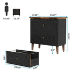 Classeur latéral, classeur à 2 tiroirs, meuble de rangement en bois noir