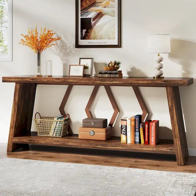 Table console de canapé de 180 cm avec rangement pour entrée et salon