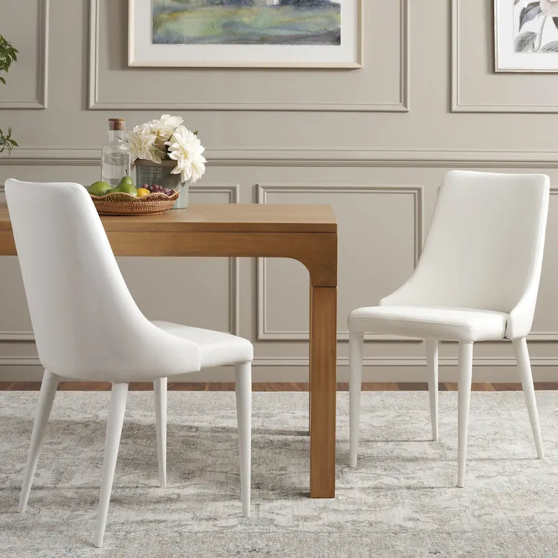 Chaise de salle à manger blanche Socorro style moderne milieu de siècle - 23,6 x 19,6 x 35,5