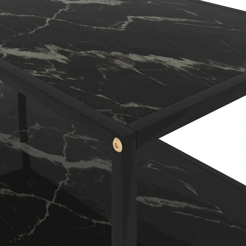 Table basse noire 100x50x35 cm en verre trempé
