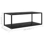 Table basse noire 100x50x35 cm en verre trempé