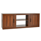 Meuble TV de 147 cm avec 2 placards de rangement et étagères réglables sur 3 positions