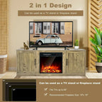 Meuble TV de 147 cm avec 2 placards de rangement et étagères réglables sur 3 positions