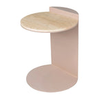 Table d'appoint en C Javier 20 en marbre naturel/métal, fabriquée à la main, contemporaine, beige/rose beige