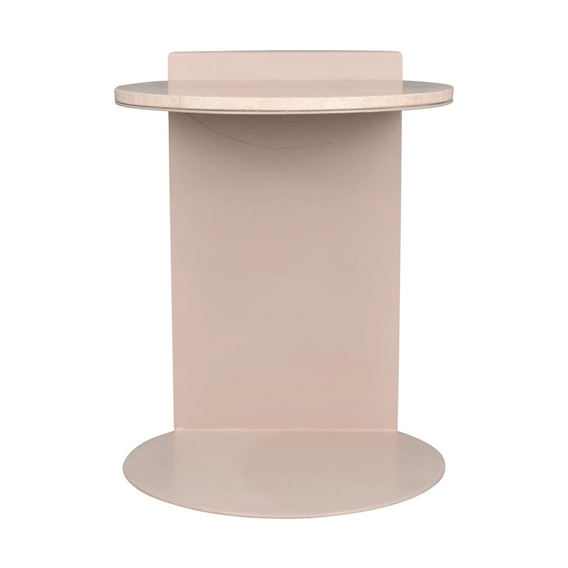 Table d'appoint en C Javier 20 en marbre naturel/métal, fabriquée à la main, contemporaine, beige/rose beige