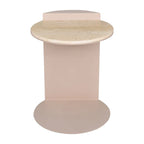 Table d'appoint en C Javier 20 en marbre naturel/métal, fabriquée à la main, contemporaine, beige/rose beige