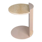 Table d'appoint en C Javier 20 en marbre naturel/métal, fabriquée à la main, contemporaine, beige/rose beige