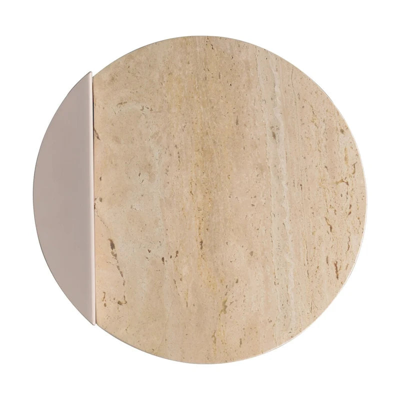 Table d'appoint en C Javier 20 en marbre naturel/métal, fabriquée à la main, contemporaine, beige/rose beige
