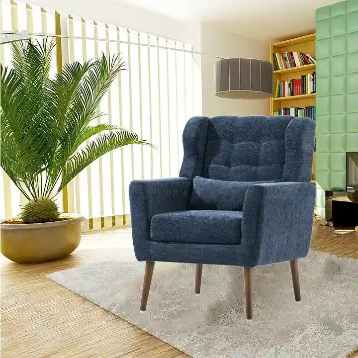 Fauteuil d'appoint moderne, Fauteuils en chenille pour salon, Chaise longue rembourrée douce et confortable pour petit espace, Chambre à coucher