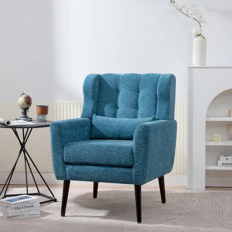 Fauteuil d'appoint moderne, Fauteuils en chenille pour salon, Chaise longue rembourrée douce et confortable pour petit espace, Chambre à coucher
