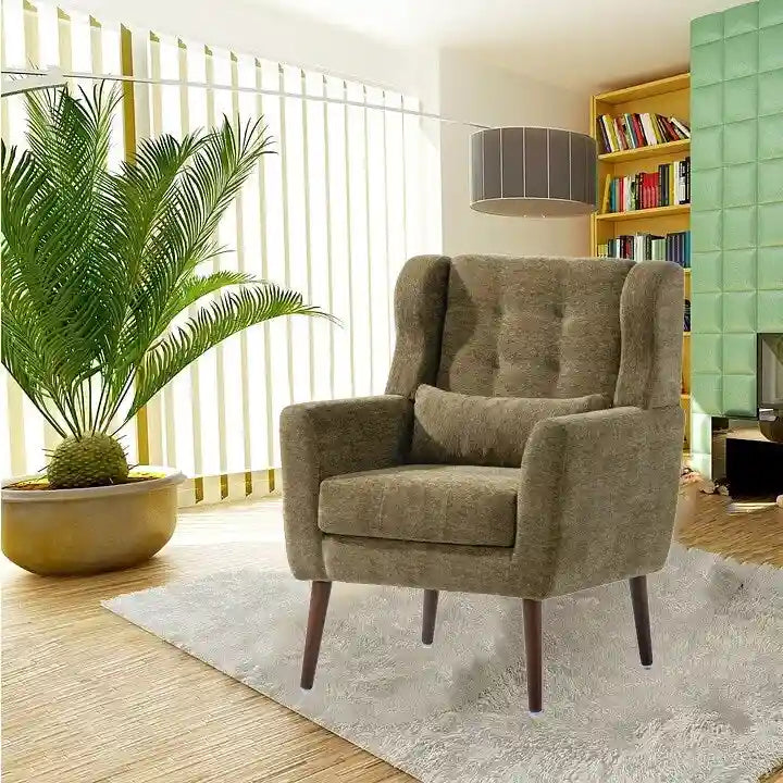 Fauteuil d'appoint moderne, Fauteuils en chenille pour salon, Chaise longue rembourrée douce et confortable pour petit espace, Chambre à coucher
