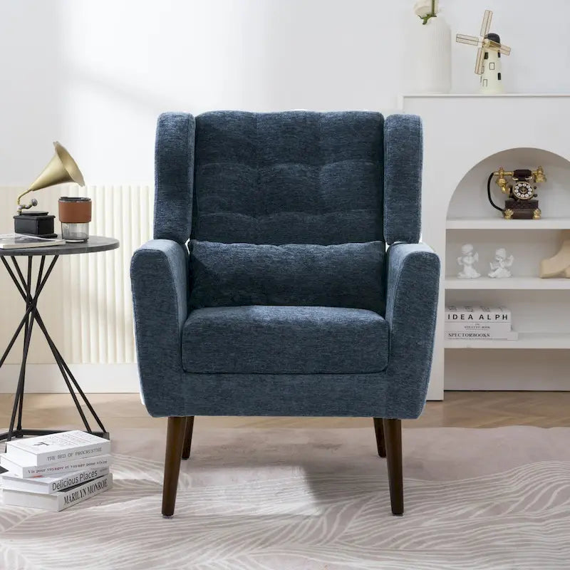 Fauteuil d'appoint moderne, Fauteuils en chenille pour salon, Chaise longue rembourrée douce et confortable pour petit espace, Chambre à coucher
