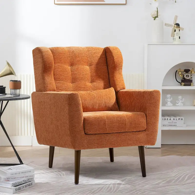 Fauteuil d'appoint moderne, Fauteuils en chenille pour salon, Chaise longue rembourrée douce et confortable pour petit espace, Chambre à coucher