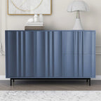 Meuble de Rangement Motif Vague avec 2 Portes et 2 Tiroirs, Réglable, Adapté pour Bureau, Entrée et Salon