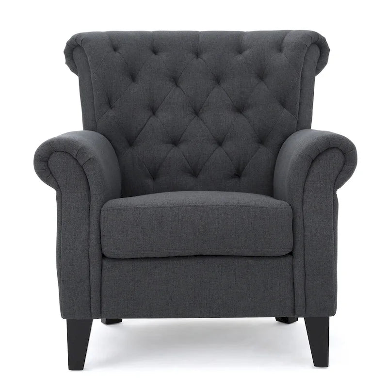 Fauteuil d'appoint avec dossier capitonné et pieds en bois