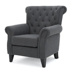 Fauteuil d'appoint avec dossier capitonné et pieds en bois