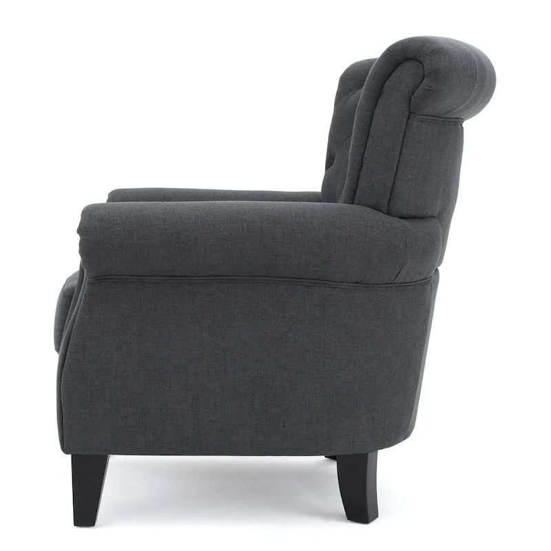 Fauteuil d'appoint avec dossier capitonné et pieds en bois