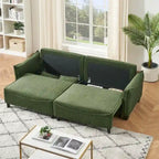Tissu velours côtelé vert 2345, le canapé peut être converti en canapé-lit avec deux coussins décoratifs