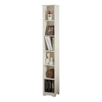 Étagère de rangement étroite et mince à 6 niveaux, bibliothèque multimédia, blanche