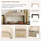 Console Unique Rétro avec Silhouette Ouverte, Deux Tiroirs Supérieurs