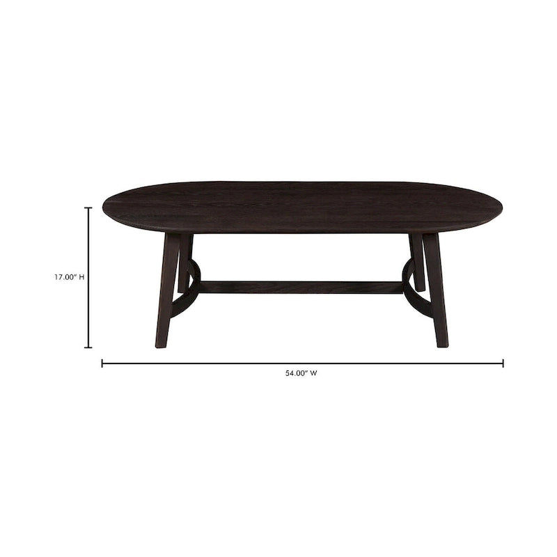 Table basse Tyier Mid-Century Modern en chêne massif - 54 L x 17 H x 28 P
