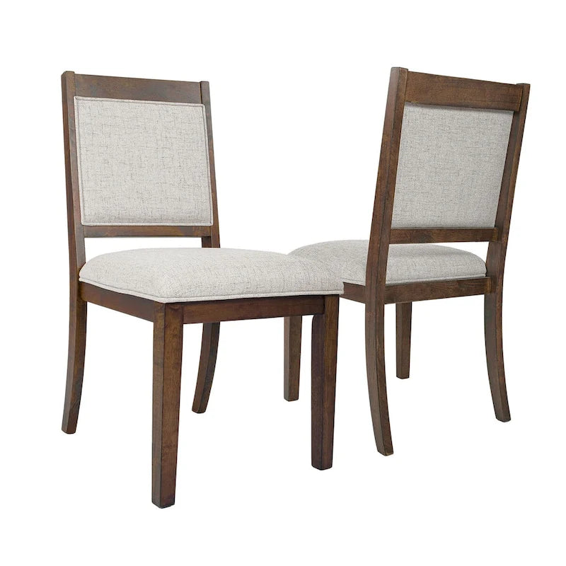Chaise de salle à manger en bois rembourrée à dossier ouvert (lot de 2)
