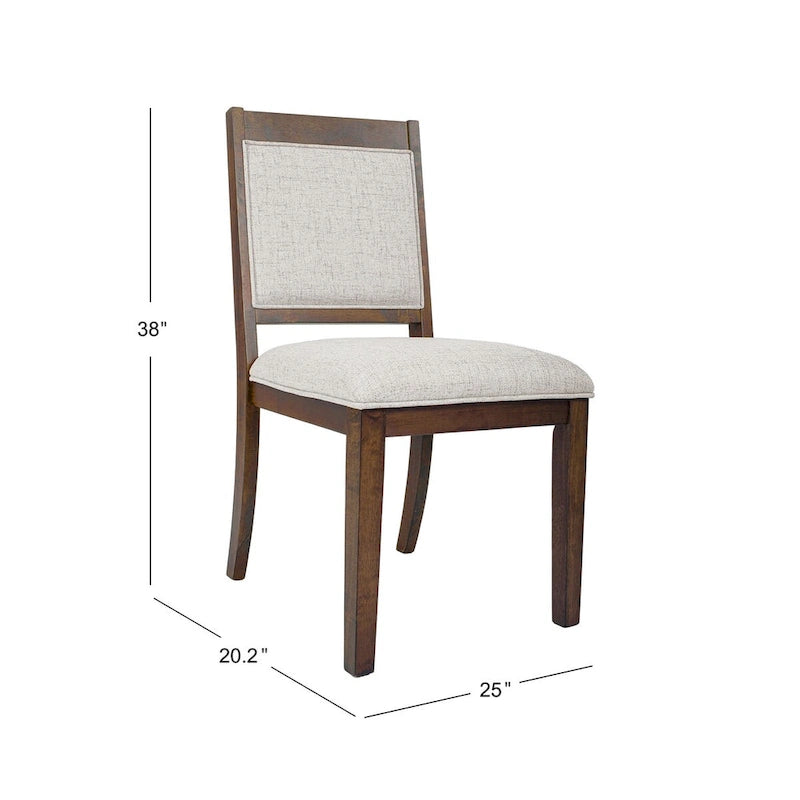 Chaise de salle à manger en bois rembourrée à dossier ouvert (lot de 2)