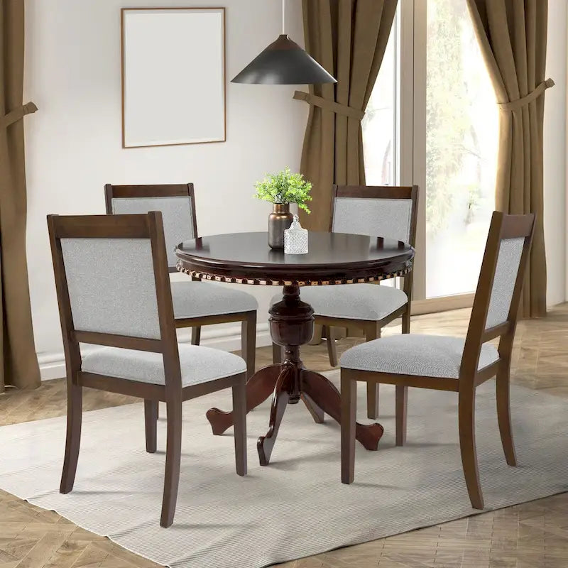 Chaise de salle à manger en bois rembourrée à dossier ouvert (lot de 2)