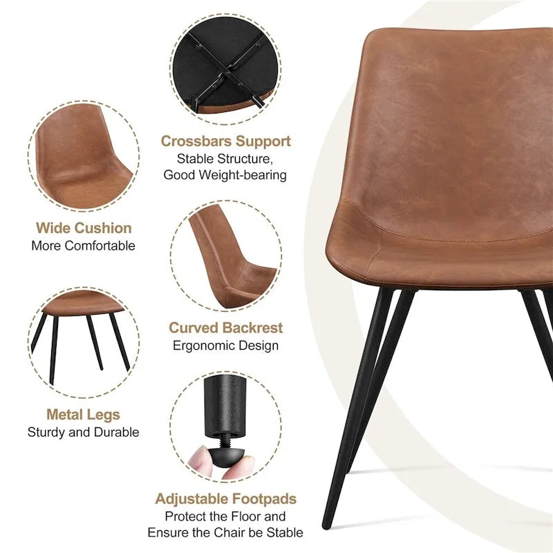 Chaises de salle à manger en similicuir avec pieds en métal