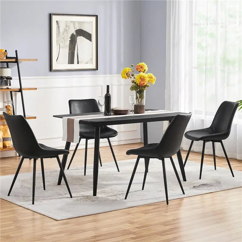 Chaises de salle à manger en similicuir avec pieds en métal