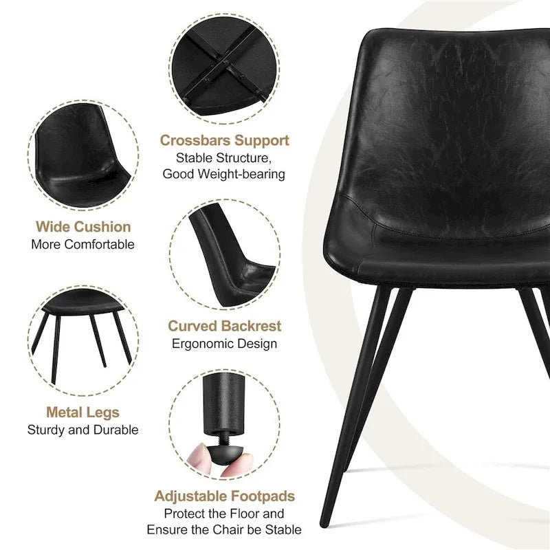 Chaises de salle à manger en similicuir avec pieds en métal