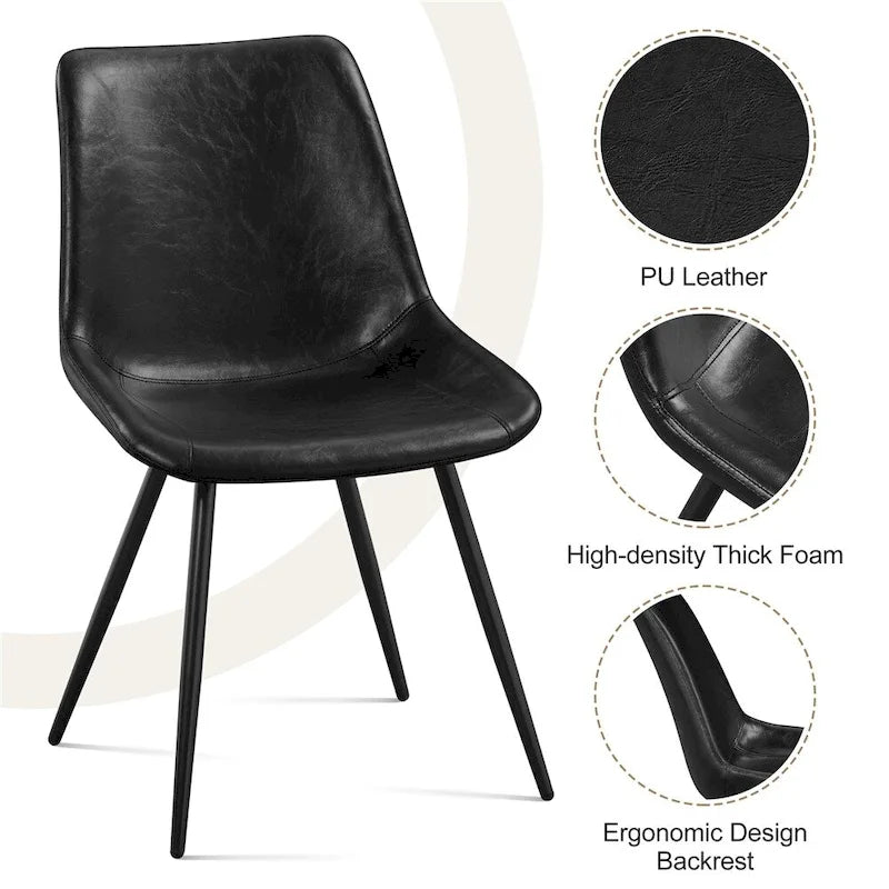 Chaises de salle à manger en similicuir avec pieds en métal