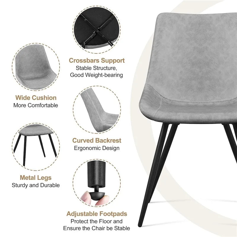 Chaises de salle à manger en similicuir avec pieds en métal