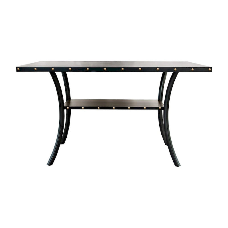 Table de comptoir Sie de 38 pouces, rectangulaire, garniture cloutée, bois noir