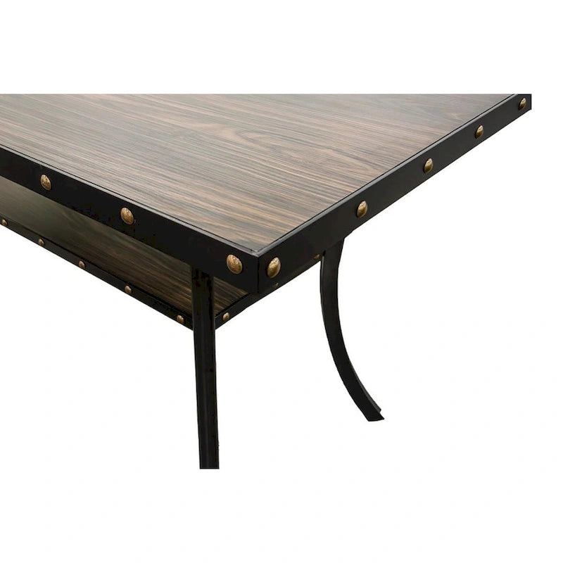 Table de comptoir Sie de 38 pouces, rectangulaire, garniture cloutée, bois noir