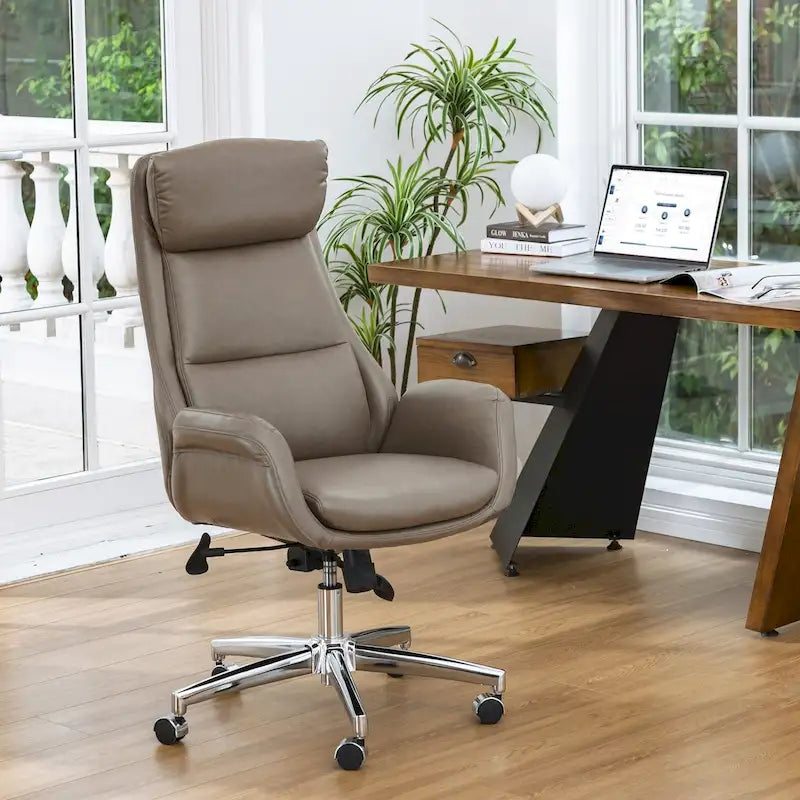 Fauteuil de bureau de direction pivotant, réglable, en similicuir à dossier haut par